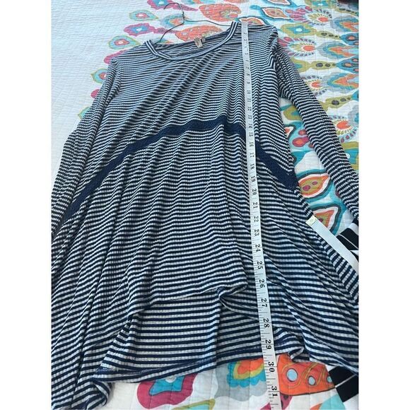 Red Camel Knit Top Long Sleeve Lace Trim Navy and White Striped Women's XLarge - Picture 7 of 8